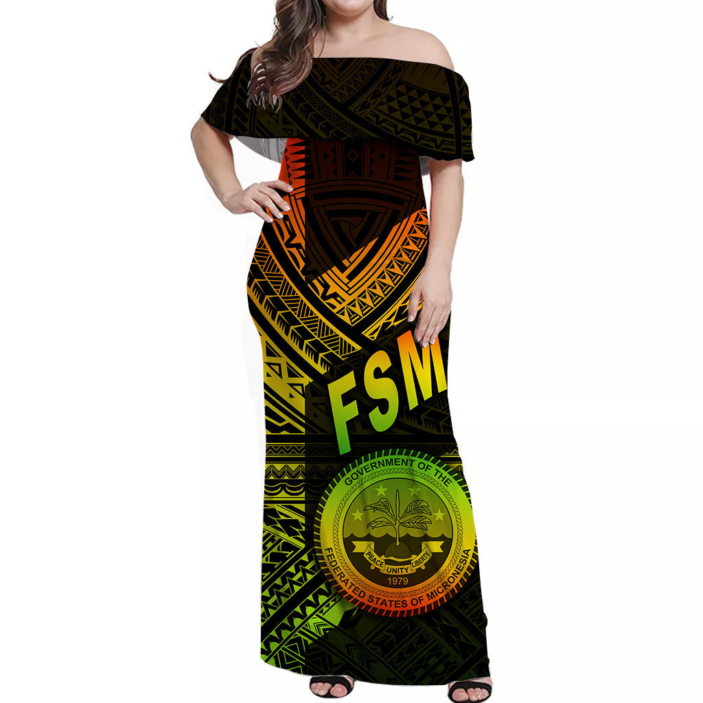 FSM Off Shoulder Long Dress Original Vibes Reggae