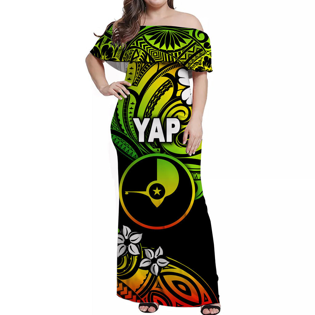 FSM Yap Off Shoulder Long Dress Unique Vibes Reggae