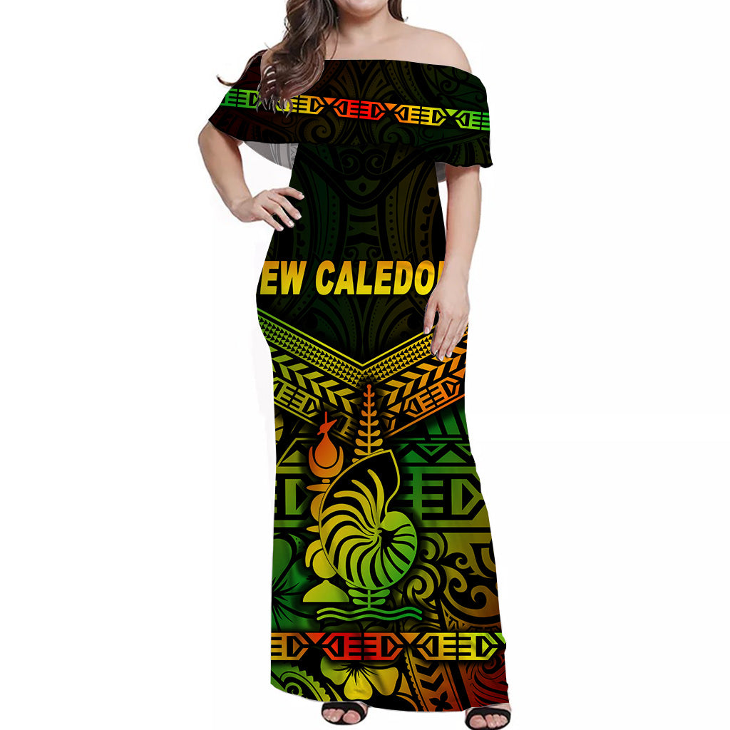 New Caledonia Off Shoulder Long Dress Simple Style Reggae