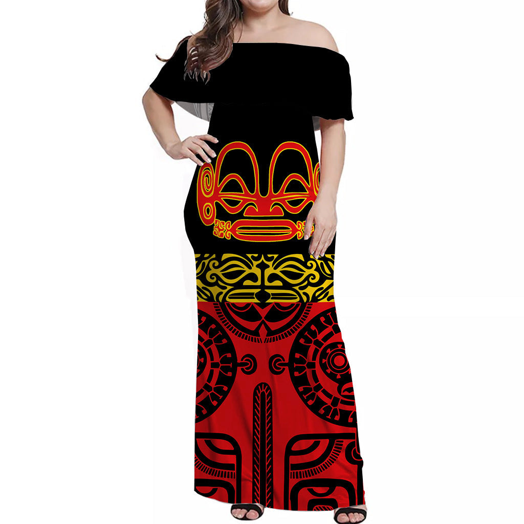 Marquesas Islands Off Shoulder Long Dress Special Style Red
