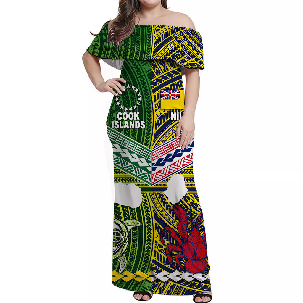 Cook Islands And Niue Off Shoulder Long Dress Together