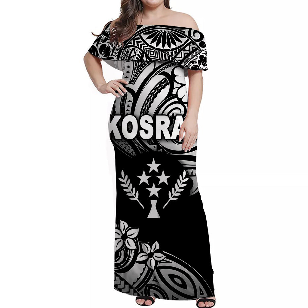FSM Kosrae Off Shoulder Long Dress Unique Vibes Black
