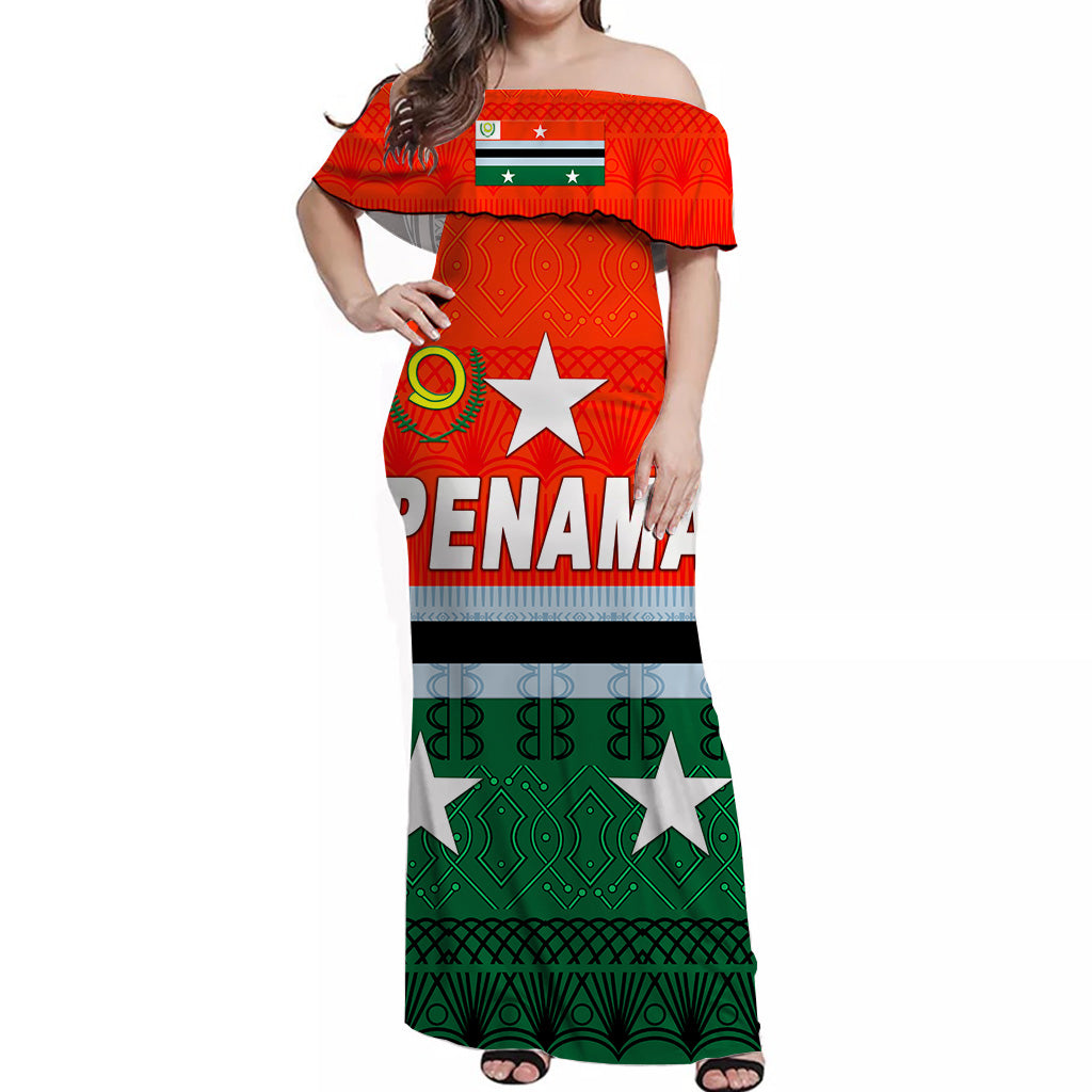 Penama Province Off Shoulder Long Dress Vanuatu Pattern Traditional Style