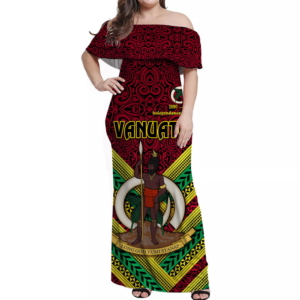 Vanuatu Special Independence Anniversary Off Shoulder Long Dress Creative Style Red