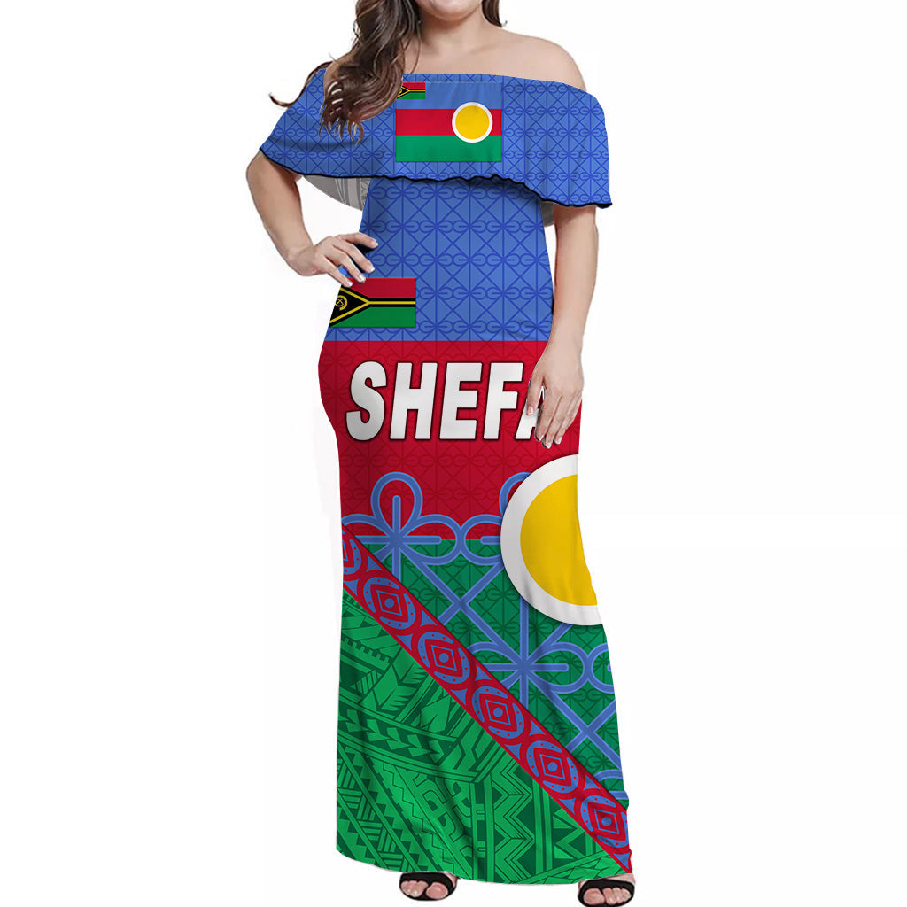 Shefa Province Off Shoulder Long Dress Vanuatu Pattern Unique Style