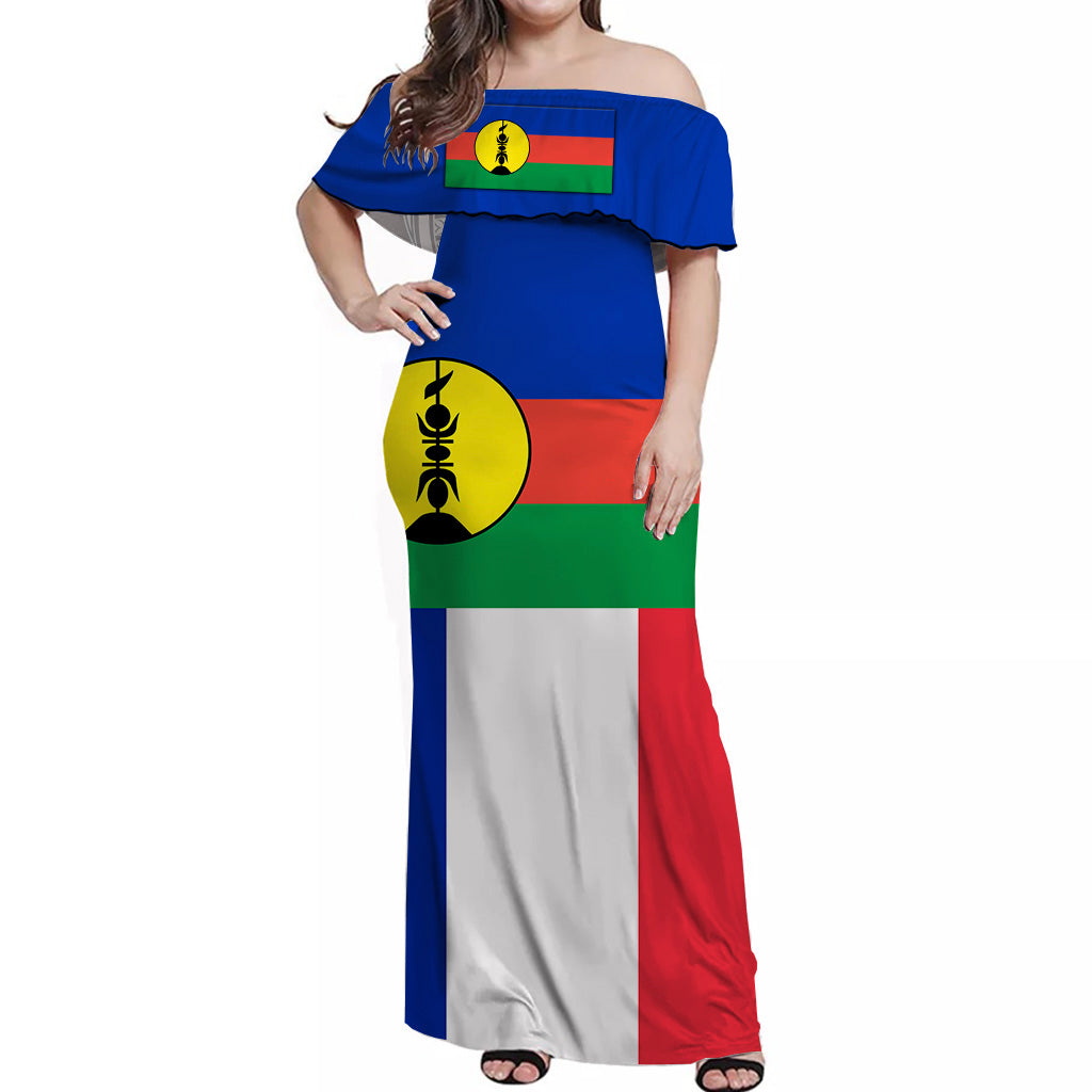 New Caledonia Off Shoulder Long Dress Flag Vibes