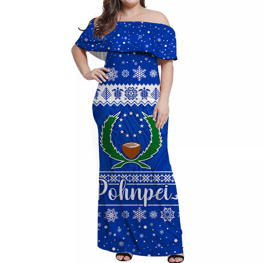 FSM Pohnpei Christmas Off Shoulder Long Dress Simple Style