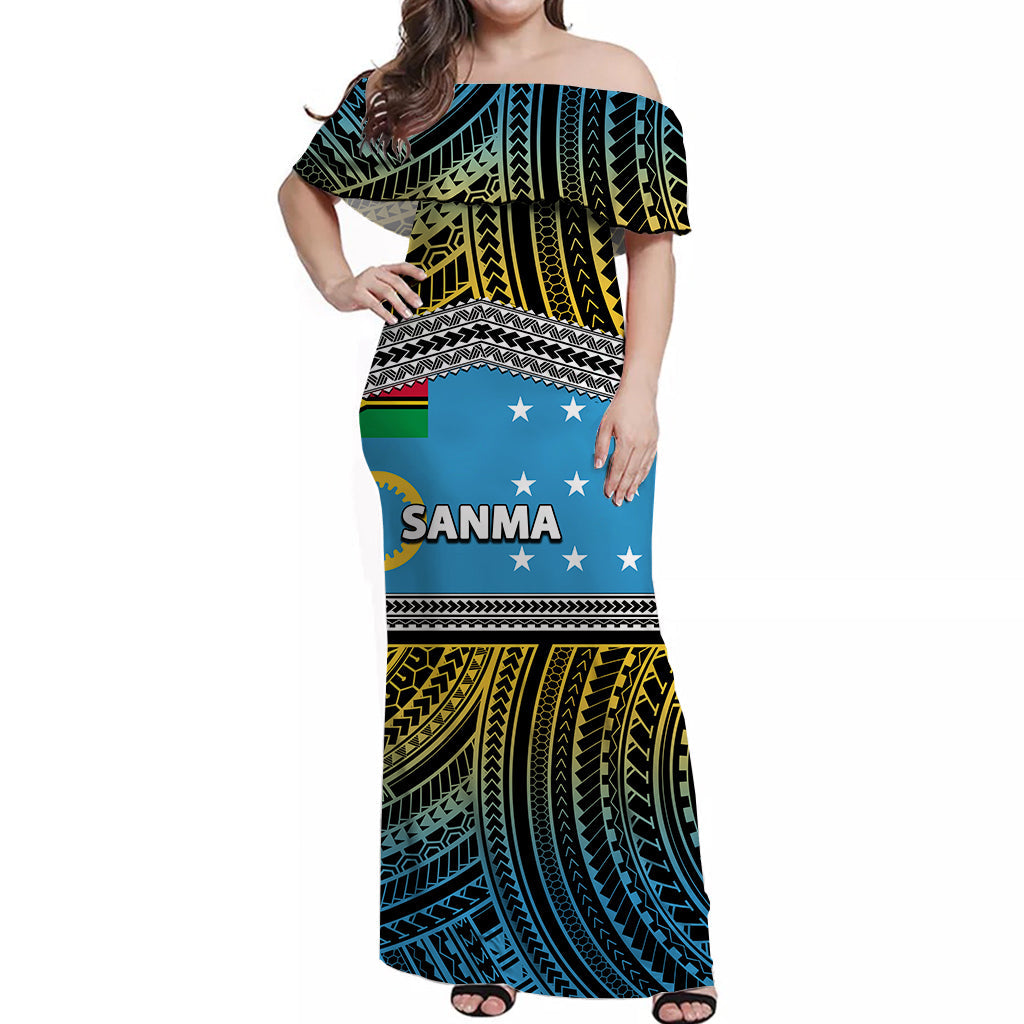 Vanuatu Sanma Off Shoulder Long Dress Polynesian