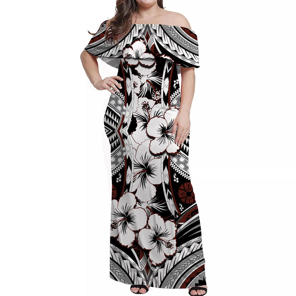 Hibiscus Off Shoulder Long Dress Fiji Patterns