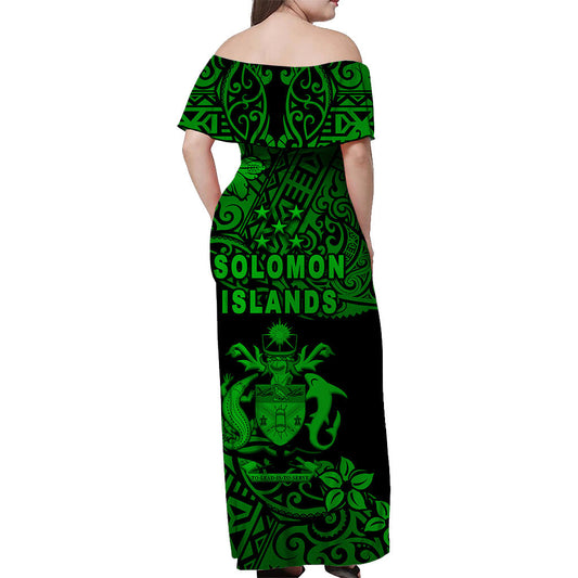 Solomon Islands Off Shoulder Long Dress Unique Vibes Green