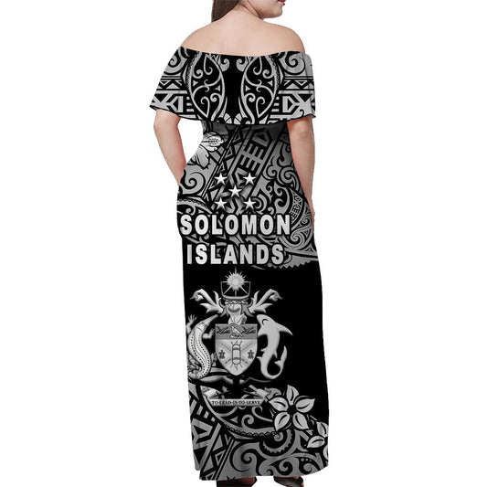 Solomon Islands Off Shoulder Long Dress Unique Vibes Black