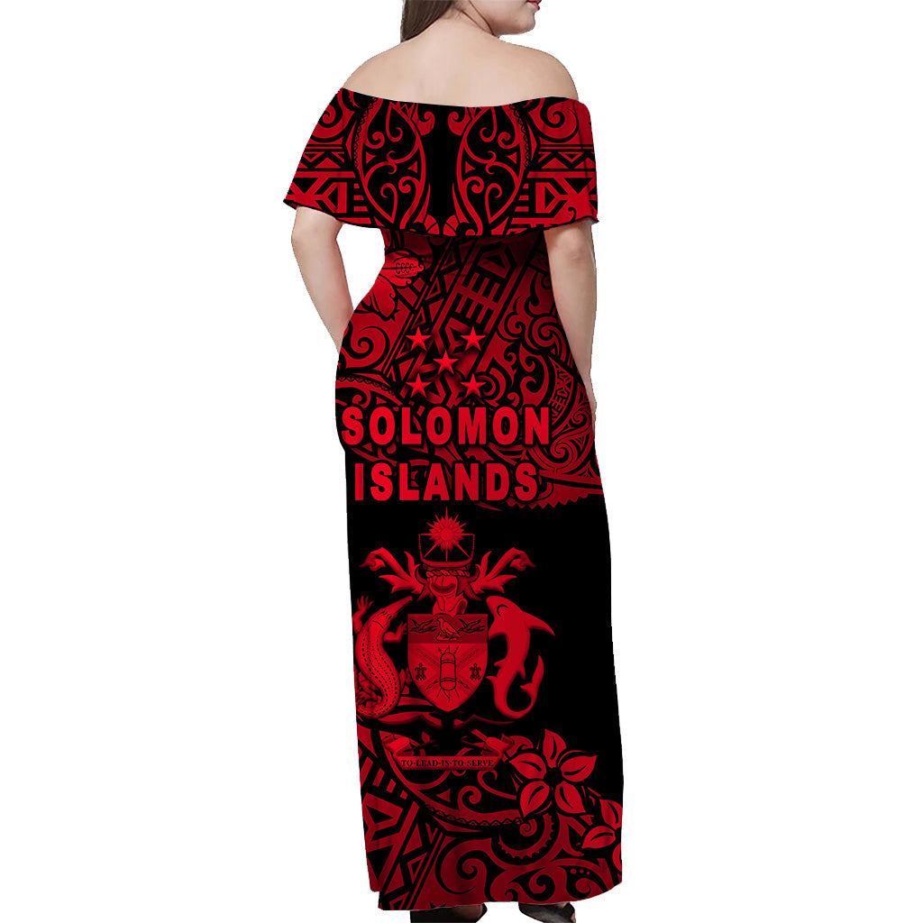 Solomon Islands Off Shoulder Long Dress Unique Vibes Red