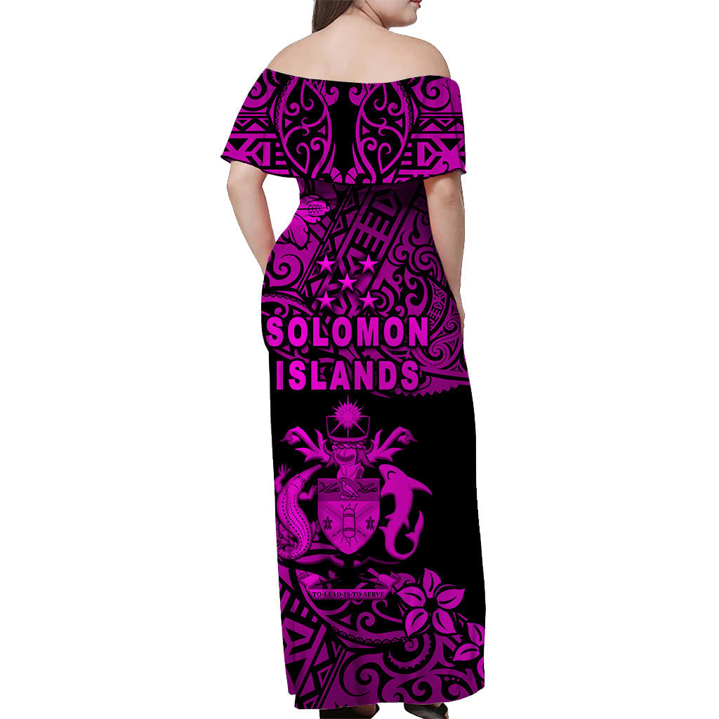 Solomon Islands Off Shoulder Long Dress Unique Vibes Pink