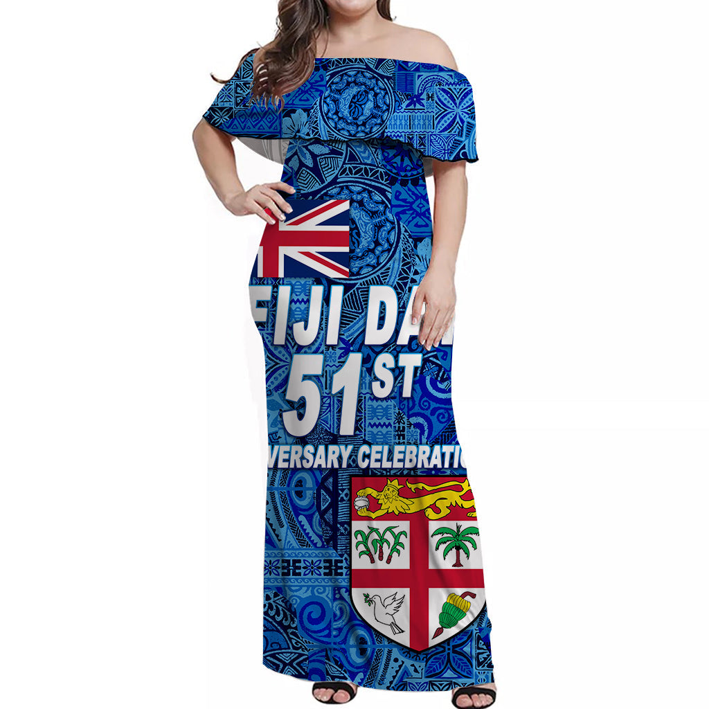 Fiji Day Off Shoulder Long Dress Independence Anniversary Original Style