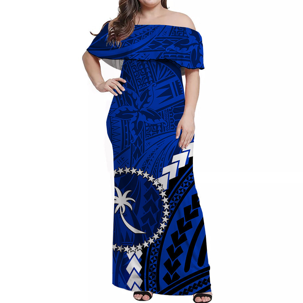 Chuuk Off Shoulder Long Dress Polynesian Style