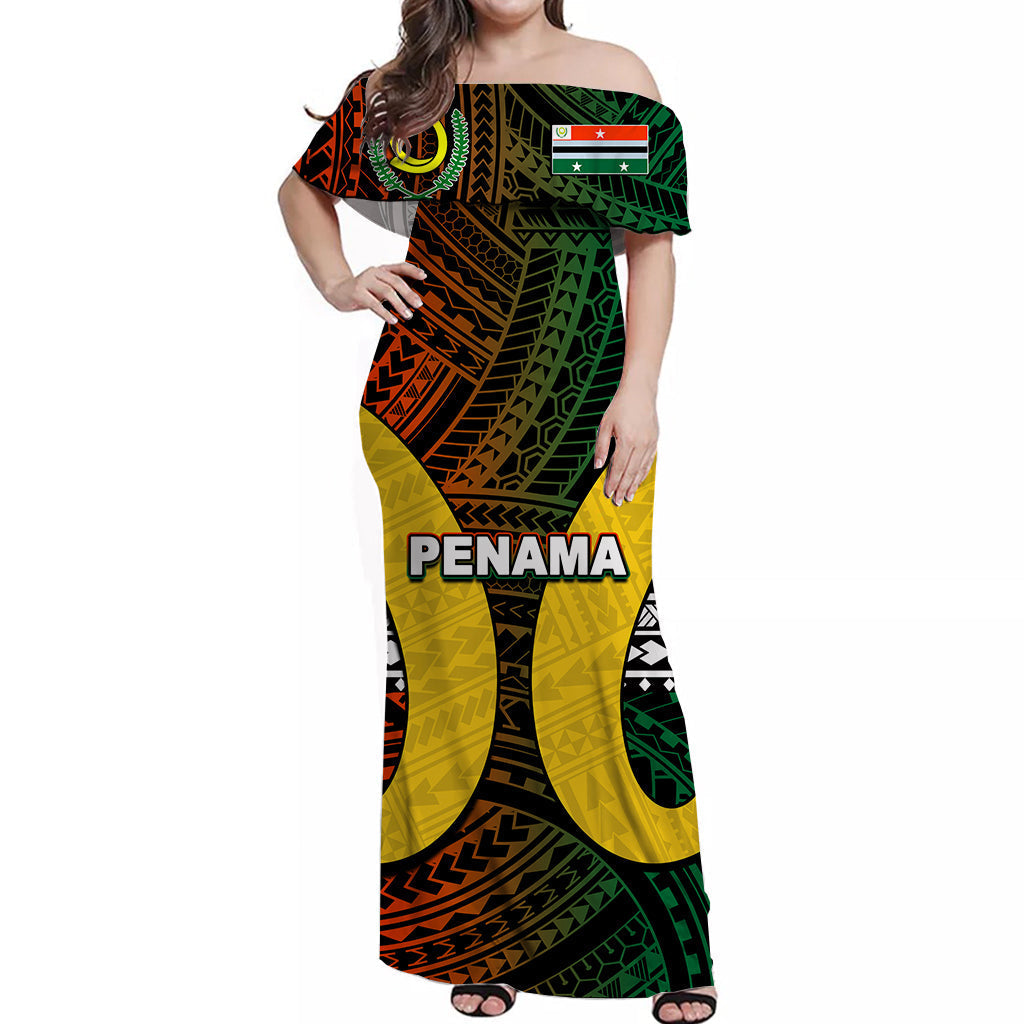 Polynesian Penama Of Vanuatu Off Shoulder Long Dress