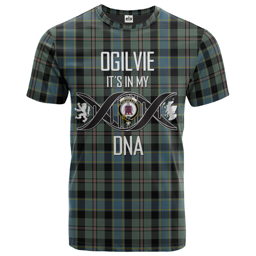 Printivon Ogilvie (Ogilvy) Hunting Clan DNA In Me Tartan Crest T Shirt