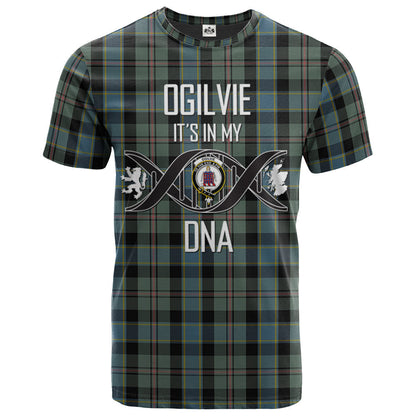 Printivon Ogilvie (Ogilvy) Hunting Clan DNA In Me Tartan Crest T Shirt