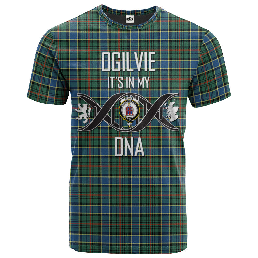Printivon Ogilvie (Ogilvy) Hunting Ancient Clan DNA In Me Tartan Crest T Shirt
