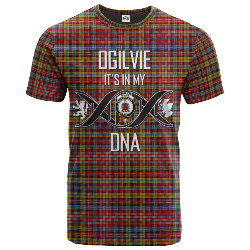 Printivon Ogilvie (Ogilvy) Paton Clan DNA In Me Tartan Crest T Shirt