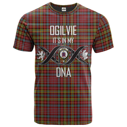 Printivon Ogilvie (Ogilvy) Paton Clan DNA In Me Tartan Crest T Shirt