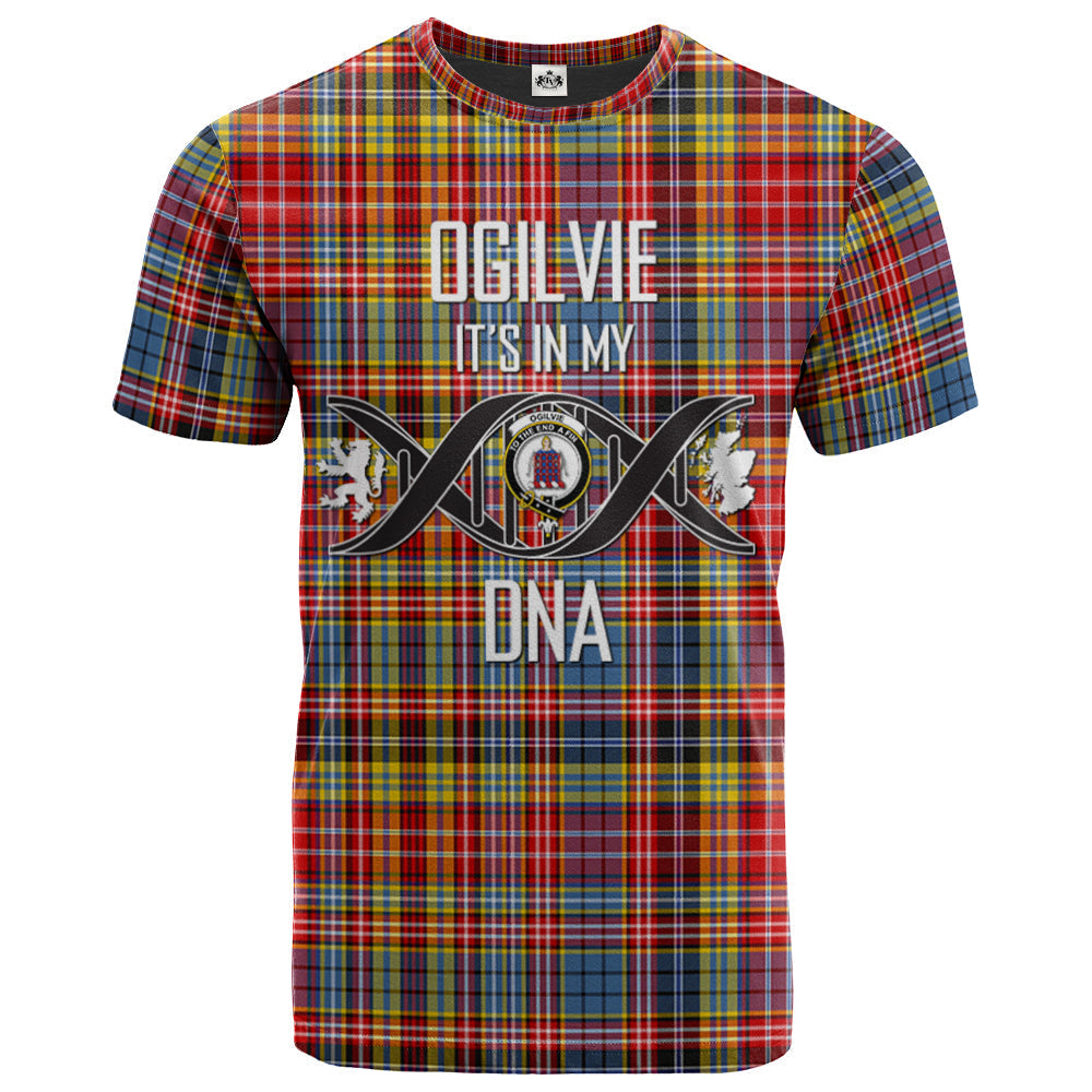 Printivon Ogilvie (Ogilvy) of Airlie Ancient Clan DNA In Me Tartan Crest T Shirt