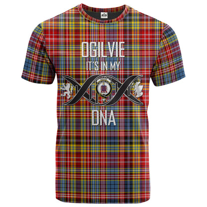 Printivon Ogilvie (Ogilvy) of Airlie Ancient Clan DNA In Me Tartan Crest T Shirt