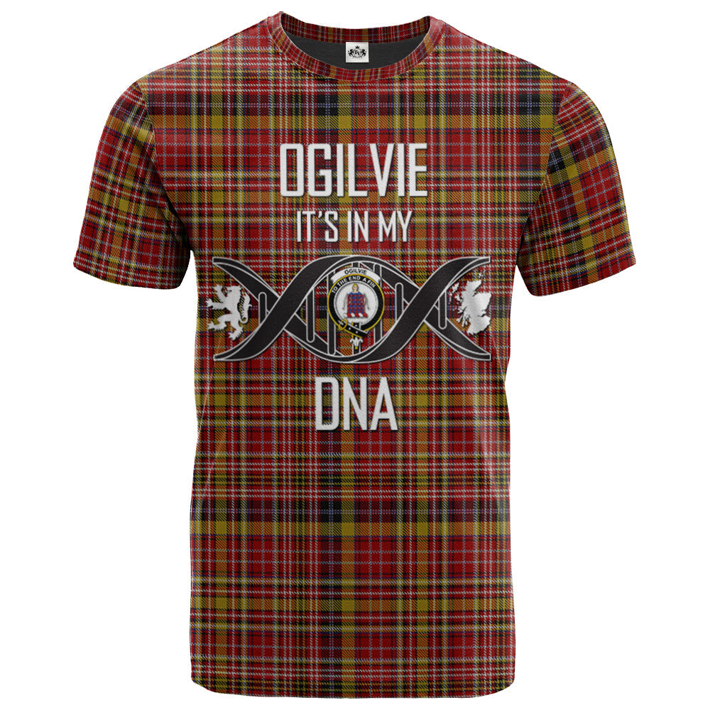 Printivon Ogilvie (Ogilvy) of Strathallan Clan DNA In Me Tartan Crest T Shirt