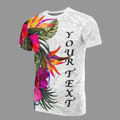 Polynesian Custom Personalised T-Shirt - Hibiscus White Pattern