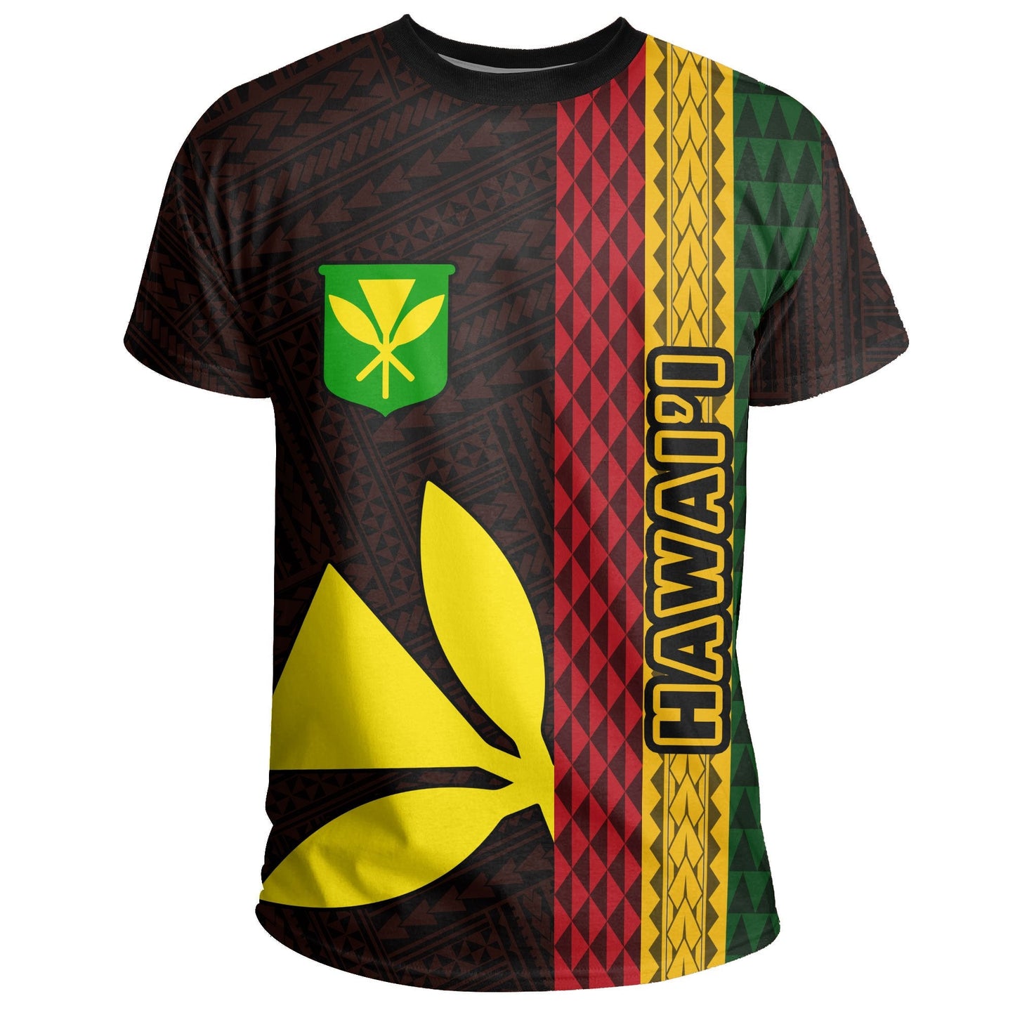 Hawaii Kanaka Flag T - Shirt Polynesian - Hawaii Culture - Orange