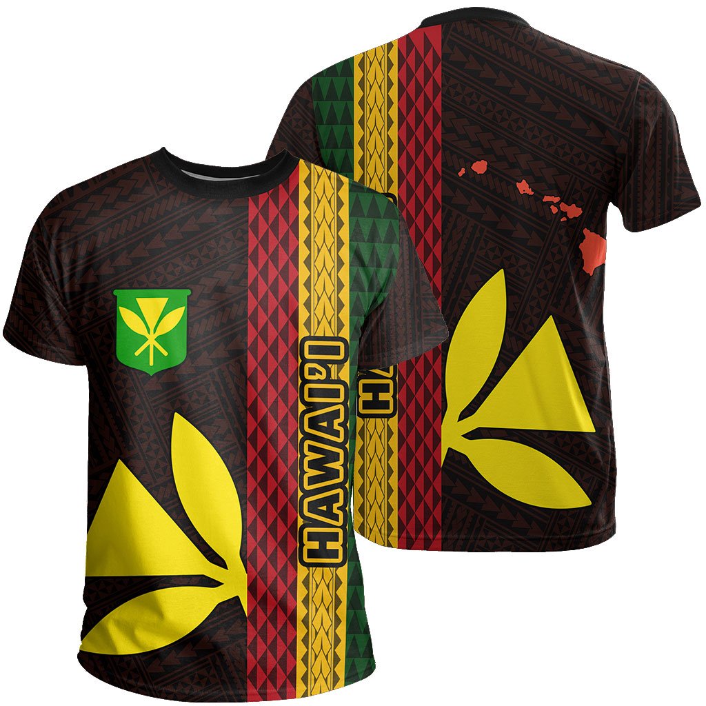 Hawaii Kanaka Flag T - Shirt Polynesian - Hawaii Culture - Orange