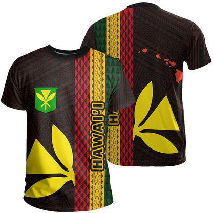 Hawaii Kanaka Flag T - Shirt Polynesian - Hawaii Culture - Orange