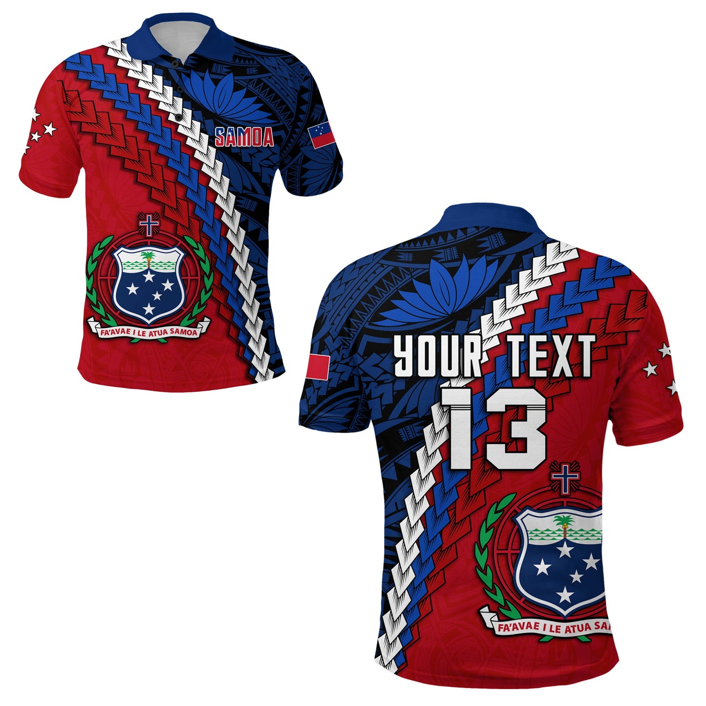Custom Personalised Samoa Polynesian Polo Shirt Quotes - Custom Text and Number
