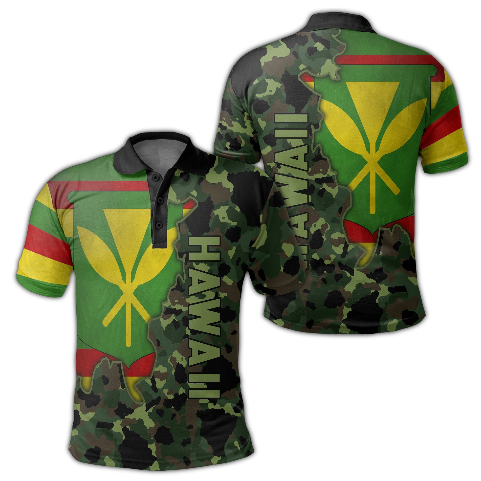 Kanaka Flag Camo Pattern Polo Shirt - Chad Style - AH