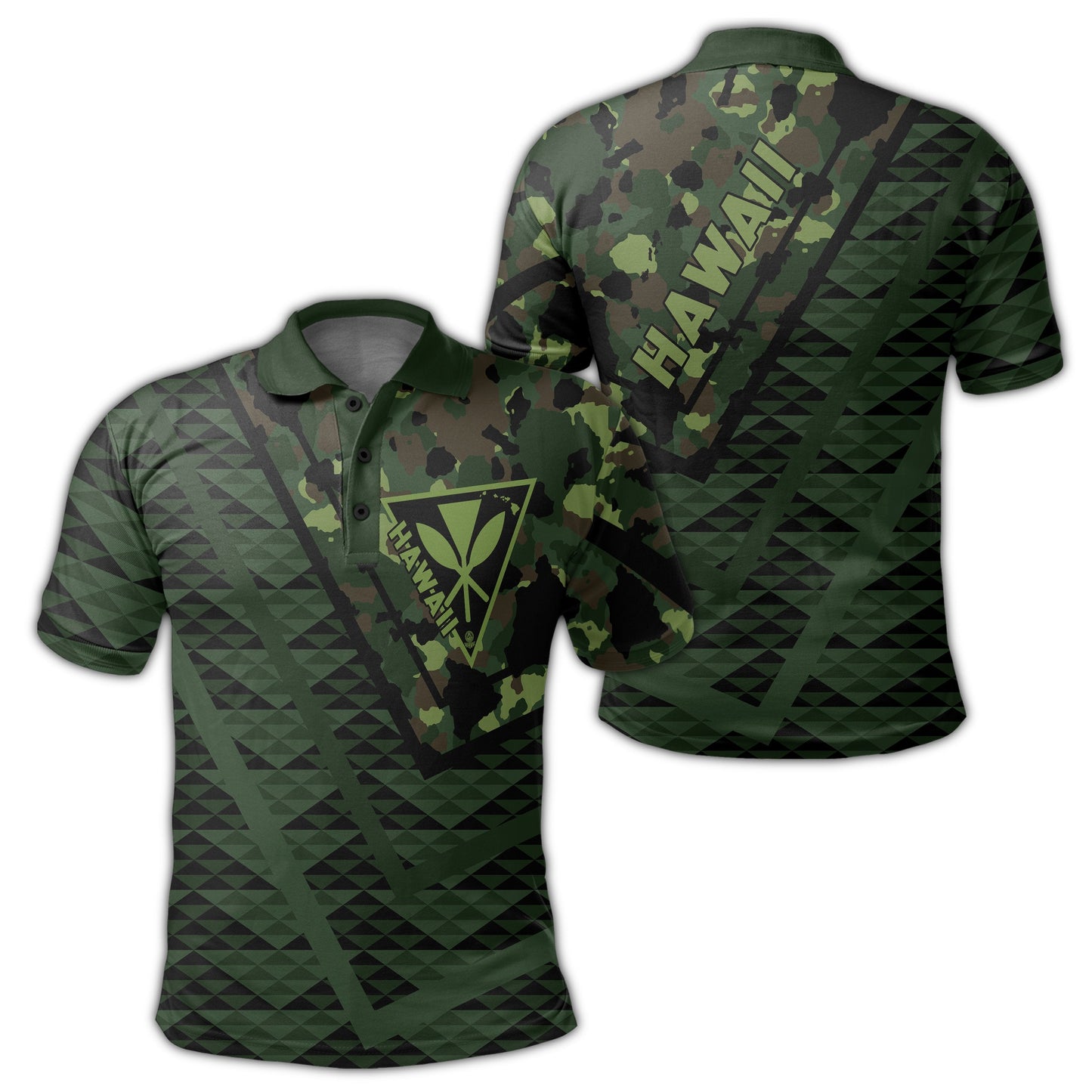 Hawaii Army Niho Mano Polo Shirt - Camo Map - AH
