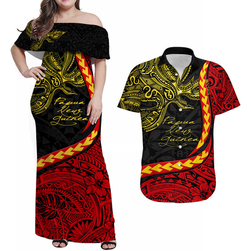 Matching Outfits For Couples Papua New Guinea Combo Dress and Hawaiian Shirt Unique Bird Style