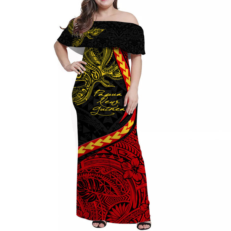 Papua New Guinea Women Off Shoulder Long Dress Unique Bird Style