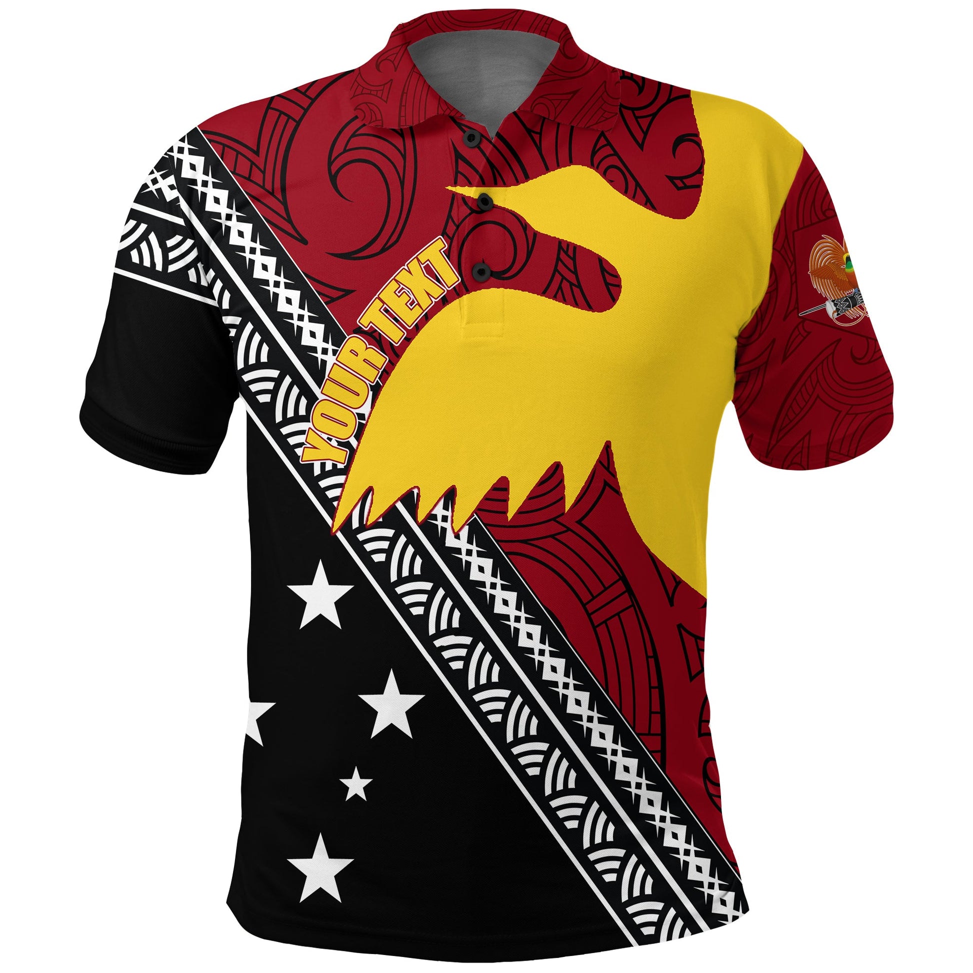 Papua New Guinea Bird - of - Paradise with Polynesian Pattern Polo Shirt