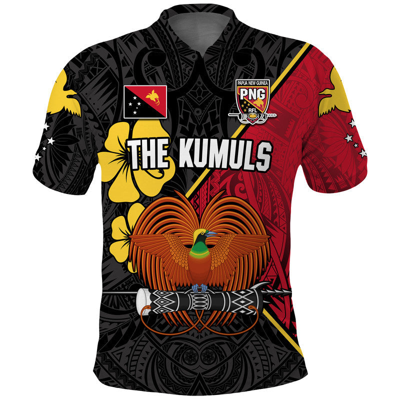The Kumuls PNG Polo Shirt Papua New Guinea Polynesian Dynamic Style Black