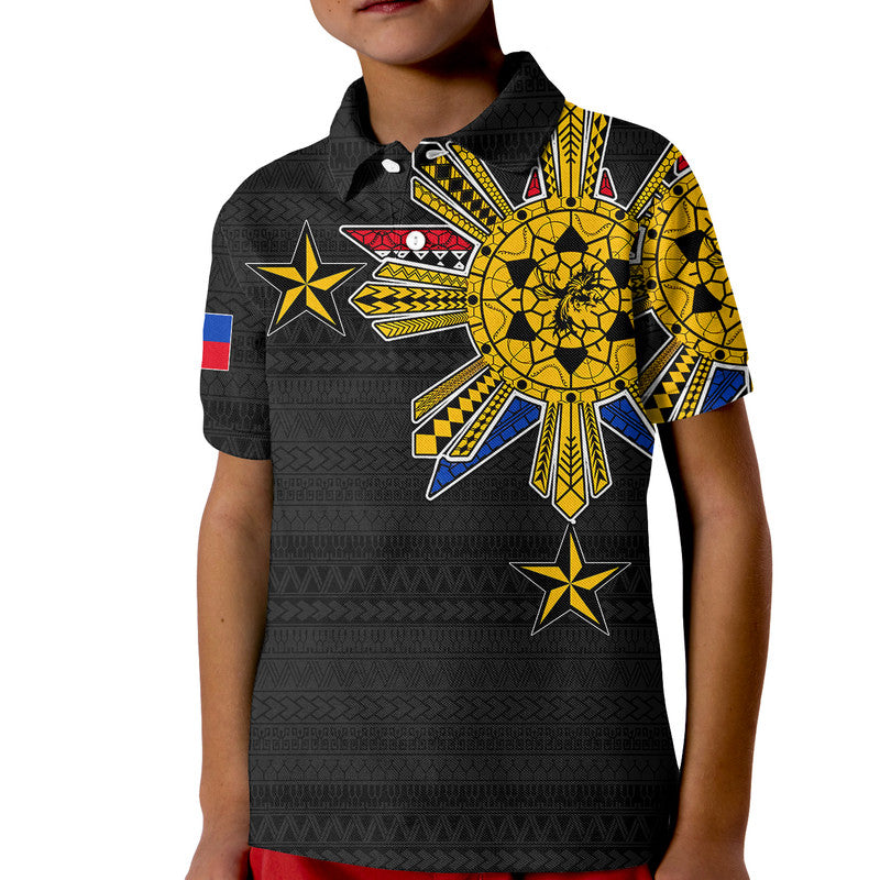 Custom Personalised Filipino Polo Shirt Tribal Black Style