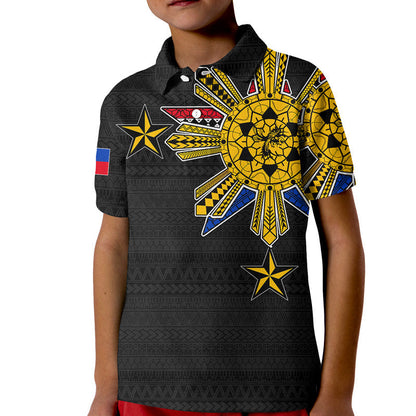 Custom Personalised Filipino Polo Shirt Tribal Black Style