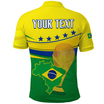 Custom Brazil Football Polo Shirt Soccer Campeao Football 2022 Brasil Mix Map