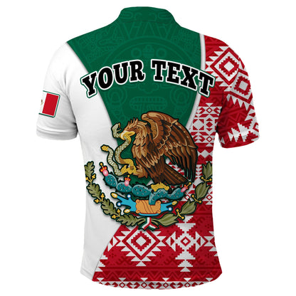 Custom Happy Mexico Fathers Day Polo Shirt Mexican Aztec Pattern