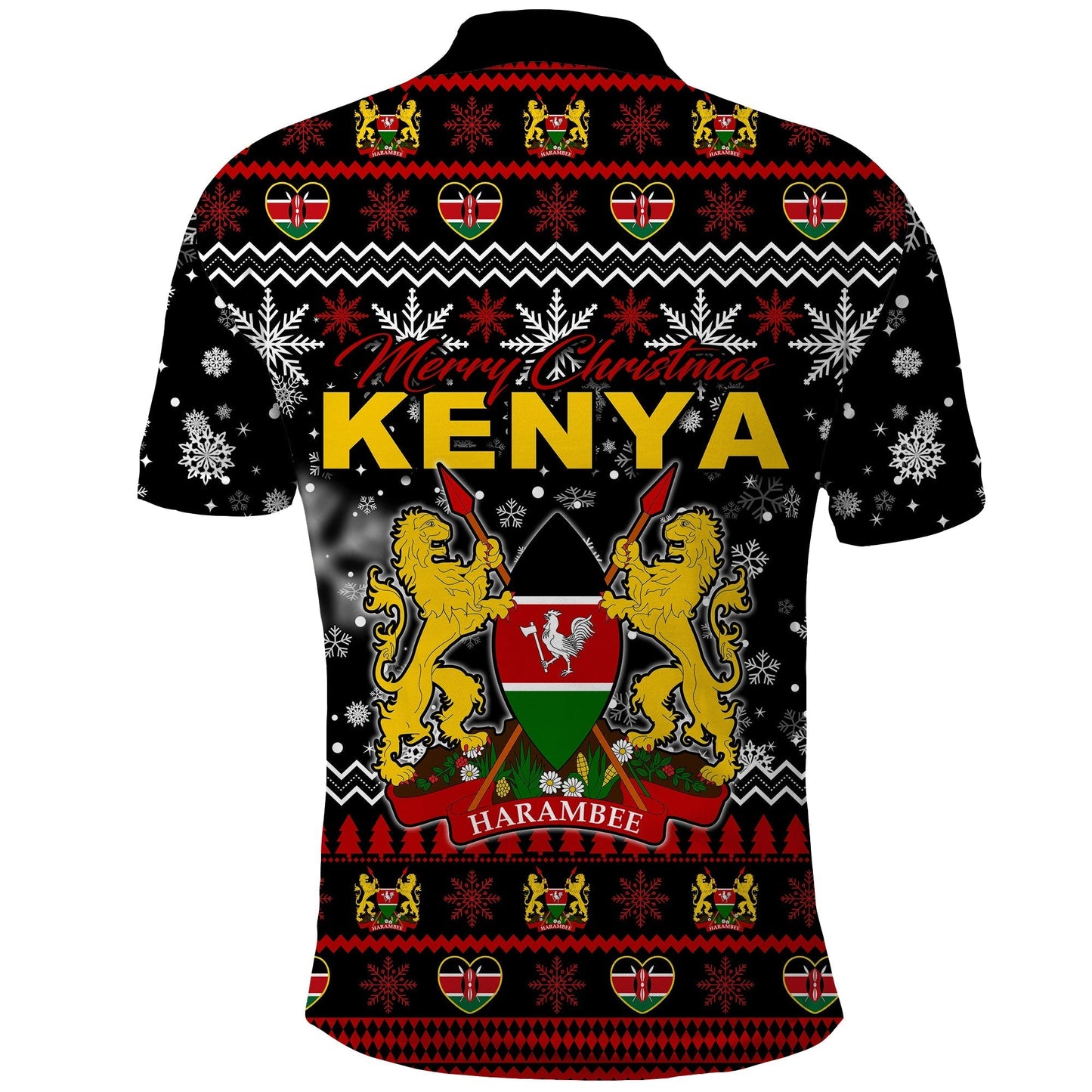 Kenya Polo Shirt Christmas Shield Mix African Pattern