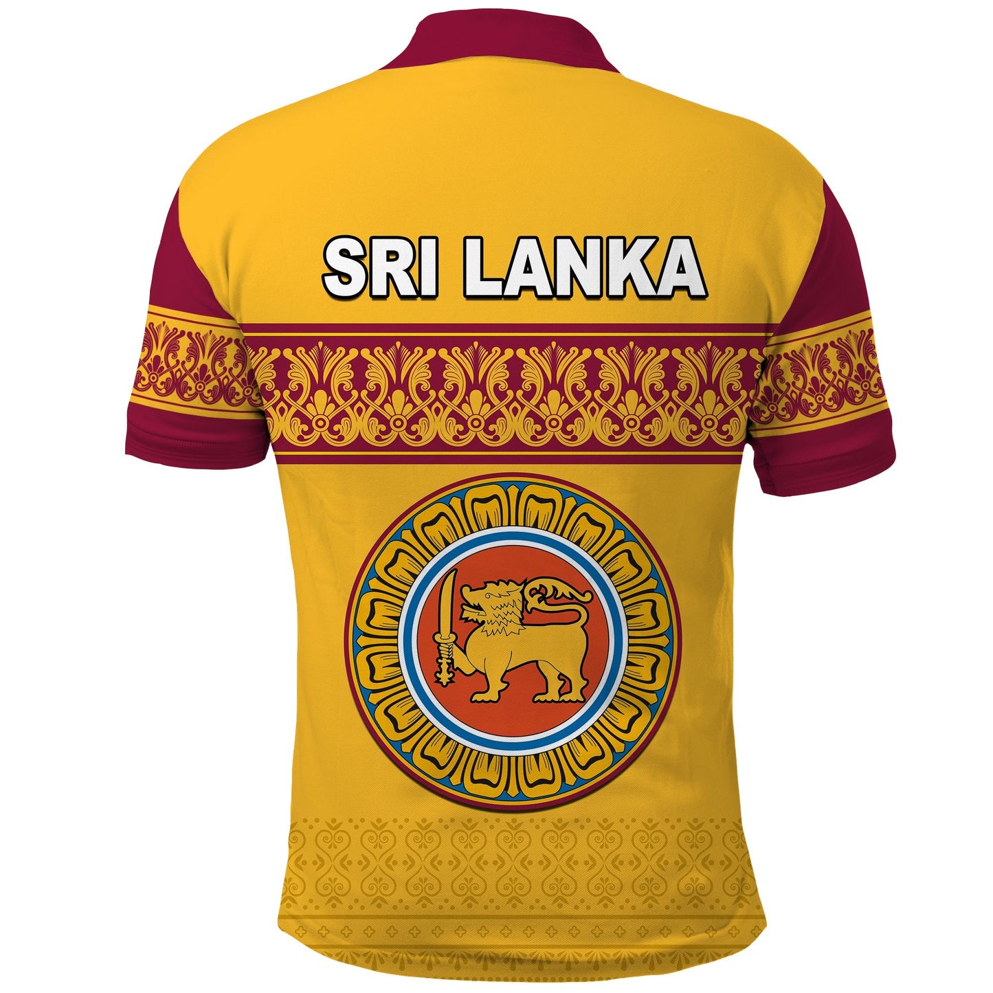 Sri Lanka Polo Shirt Traditional Pattern and Lion Flag