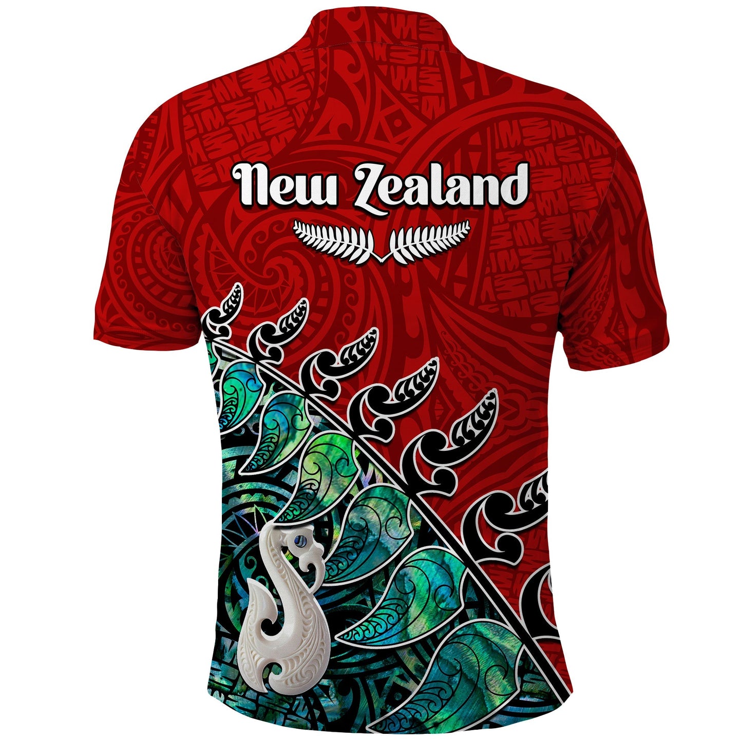 Custom Personalised New Zealand Maori Polo Shirt Fern and Manaia Version Red