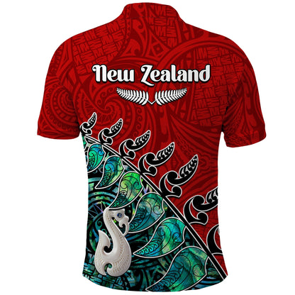 Custom Personalised New Zealand Maori Polo Shirt Fern and Manaia Version Red