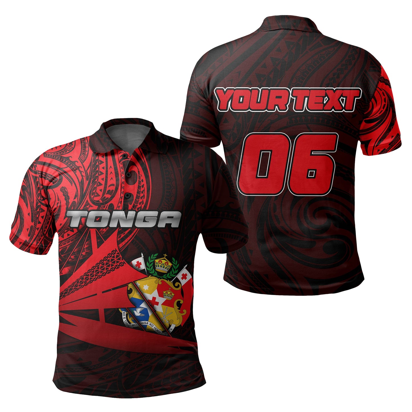 Custom Personalised And Number Tonga Polo Shirt Kalia Polynesian NO.1
