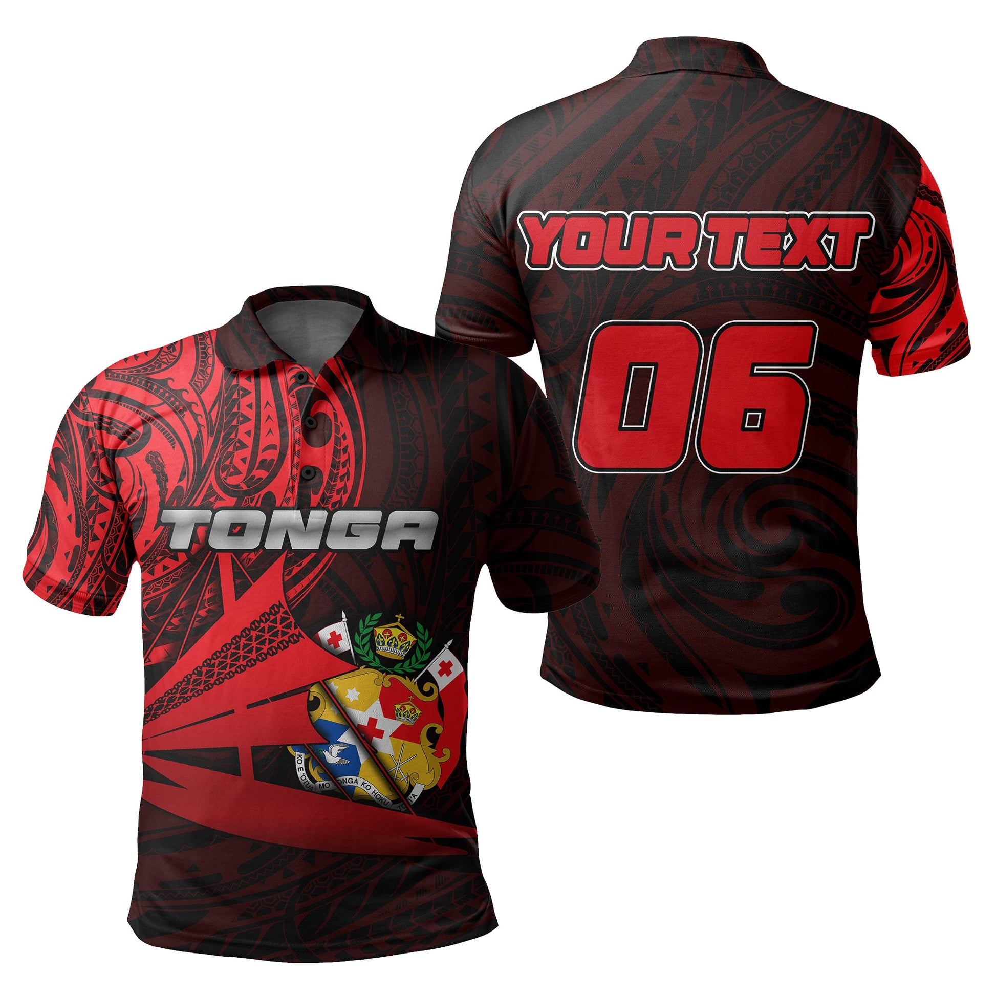 Custom Personalised And Number Tonga Polo Shirt Kalia Polynesian NO.1