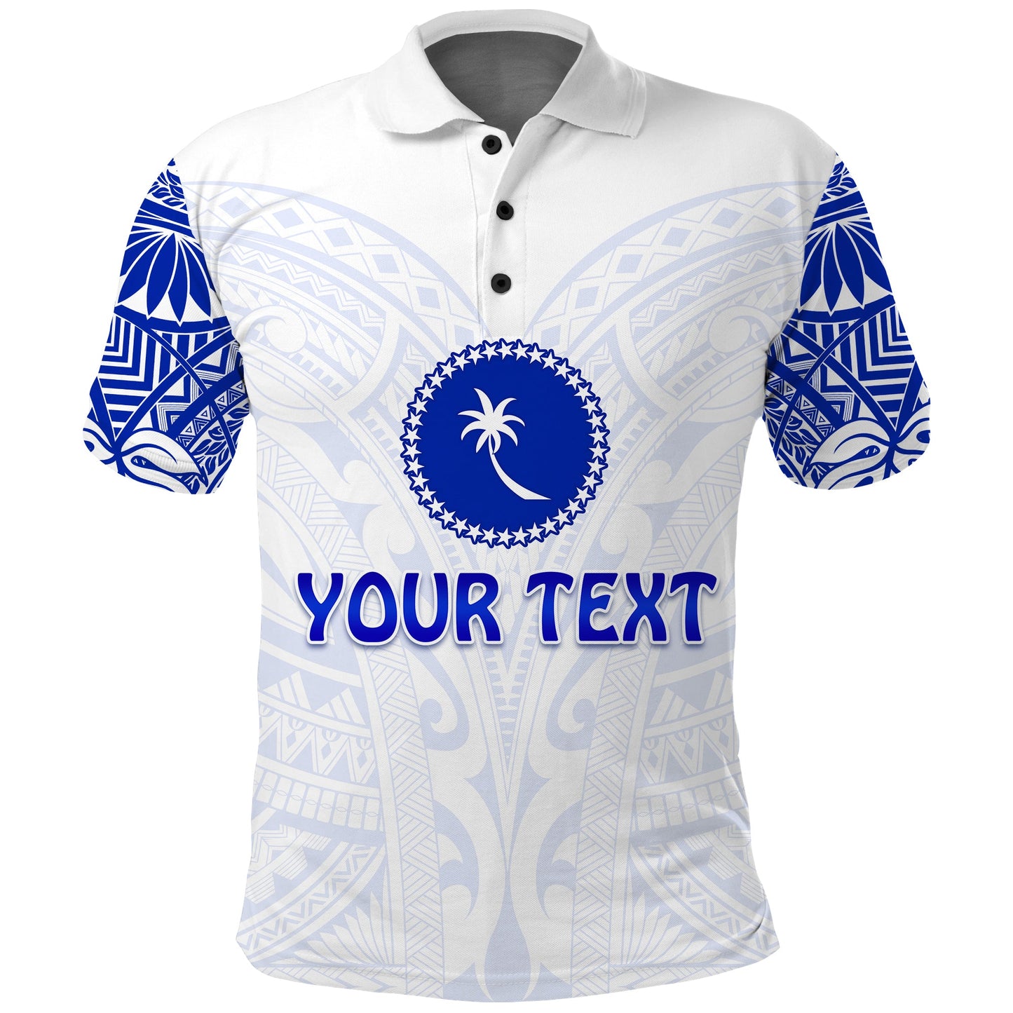 Custom Personalised Chuuk Polo Shirt Micronesia Simple Pattern White